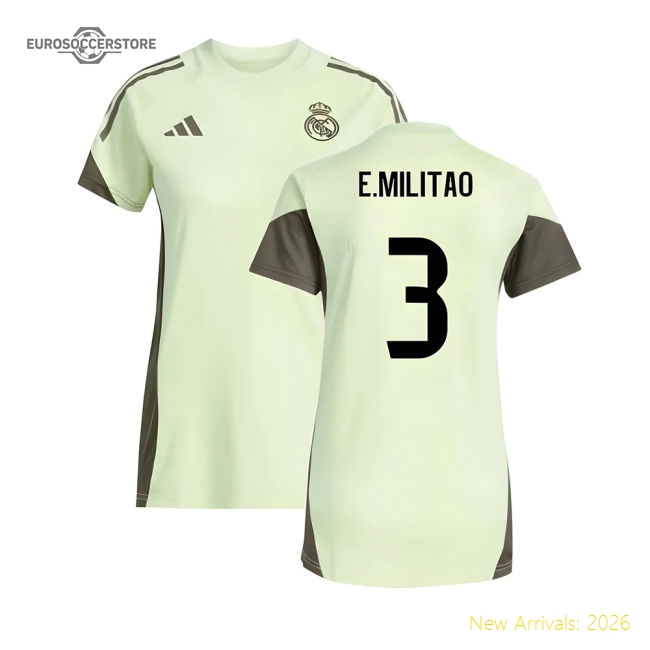 2025-2026 Real Madrid Training Jersey (Almost Lime) - Womens (E.Militao 3)-Football Jersey Hub