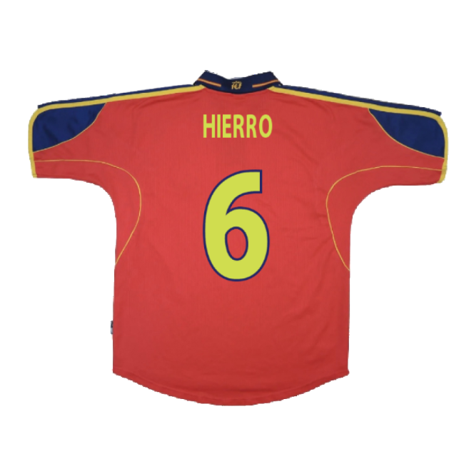 Spain 1999-02 Home Shirt ((Excellent) S) (Hierro 6)-Football Jersey Hub