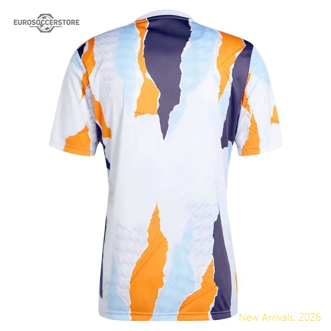 2024-2025 Real Madrid Pre-Match Shirt (White/Crew Orange) (Mbappe 9)-Football Jersey Hub