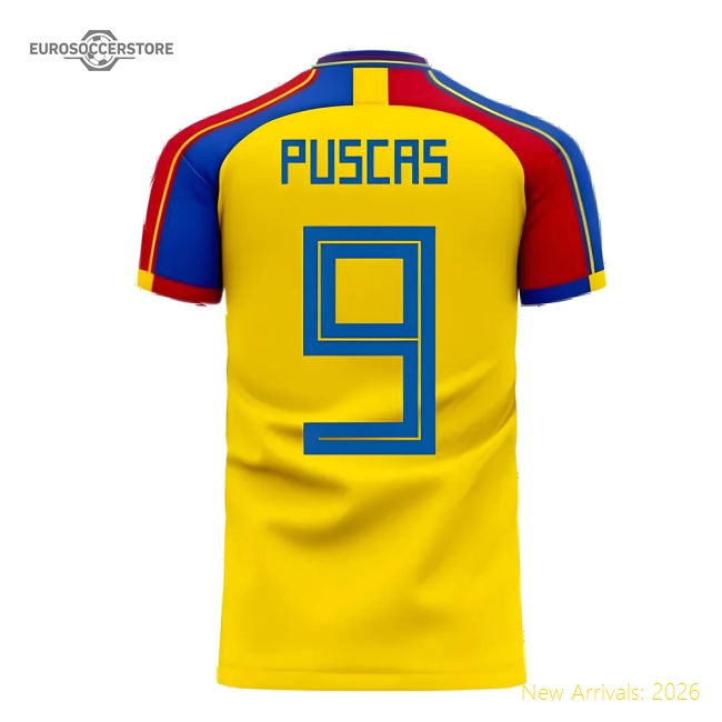 Romania 2025-2026 Home Concept Football Kit (Libero) (PUSCAS 9)-Football Jersey Hub