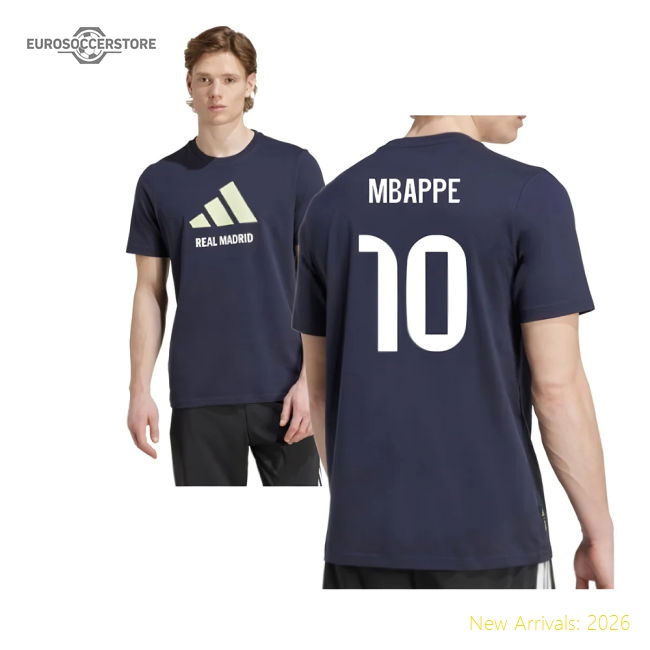 2025-2026 Real Madrid Seasonal Graphic Tee (Legend Ink) (Mbappe 10)-Football Jersey Hub