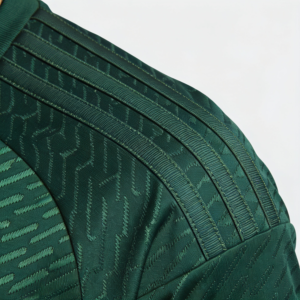 Shoulder stitching detail of the three stripes