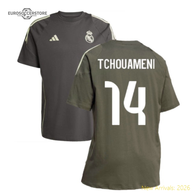 2025-2026 Real Madrid Training Tee (Utility Grey) (Tchouameni 14)-Football Jersey Hub