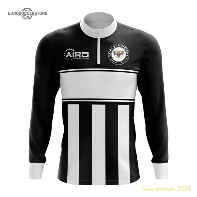 Saint BarthelemyConcept Football Half Zip Midlayer Top (Black-White)-Football Jersey Hub