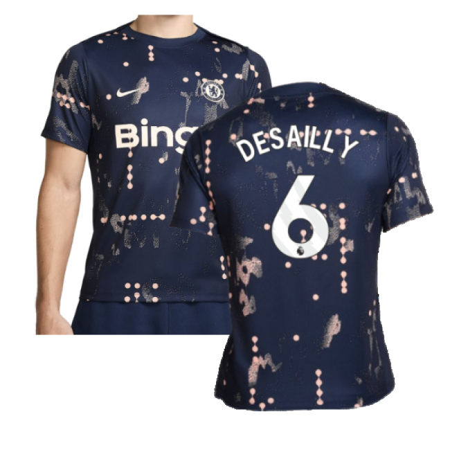 2024-2025 Chelsea Academy Pro Pre-Match Shirt (Obsidian) (Desailly 6)-Football Jersey Hub