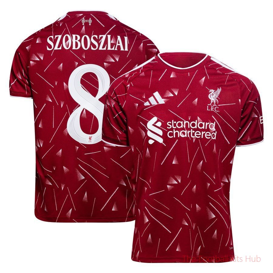 Liverpool Home Shirt 2026/27 Kids Cup Print SZOBOSZLAI 8-UniFootball Store
