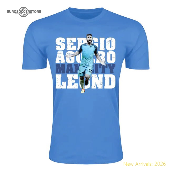 Sergio Aguero Man City Legend T-Shirt (Sky Blue) - Kids-Football Jersey Hub
