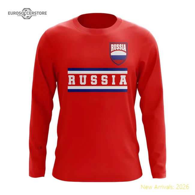 Russia Core Football Country Long Sleeve T-Shirt (Red)-Football Jersey Hub