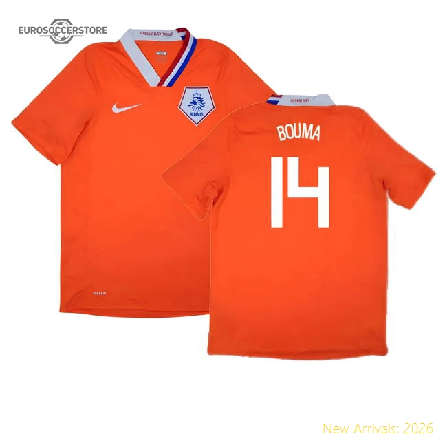 Holland 2008-10 Home Shirt ((Excellent) M) (Bouma 14)-Football Jersey Hub