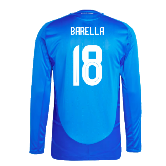 2024-2025 Italy Authentic Long Sleeve Home Shirt (BARELLA 18)-Football Jersey Hub