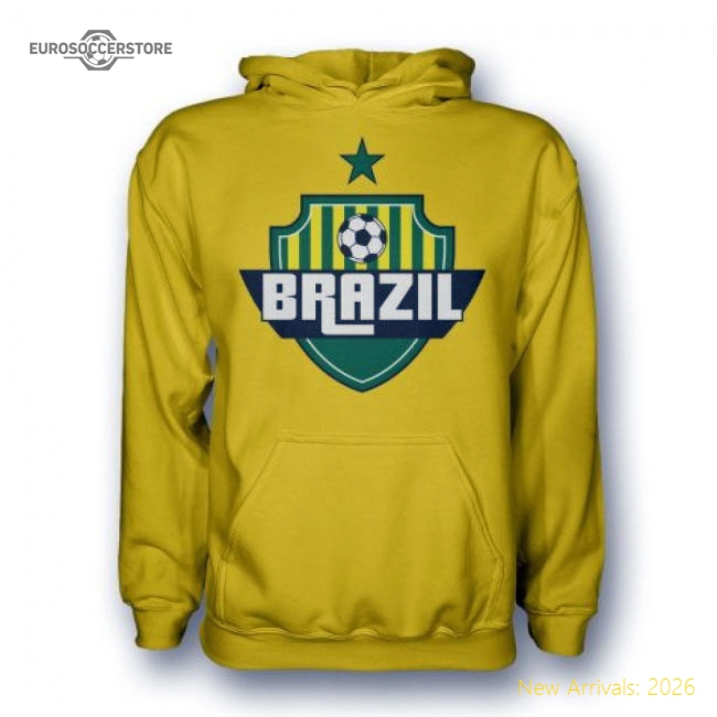 Brazil Country Logo Hoody (yellow) - Kids-Football Jersey Hub