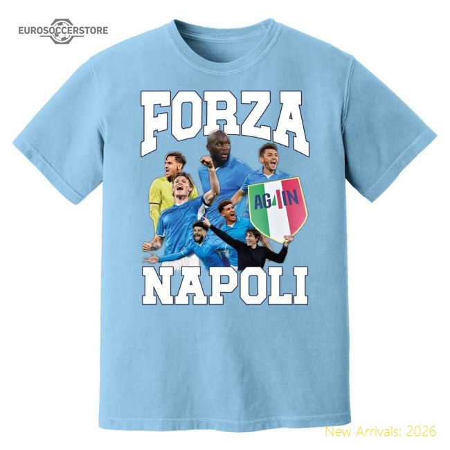 Forza Napoli Campioni T-Shirt (Sky)-Football Jersey Hub