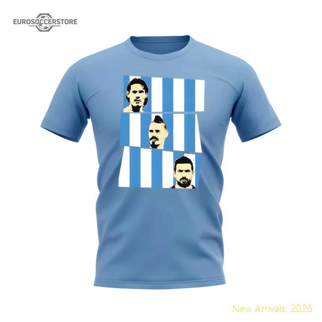 Cavani Hamsik Lavezzi Napoli T-Shirt (Sky)-Football Jersey Hub