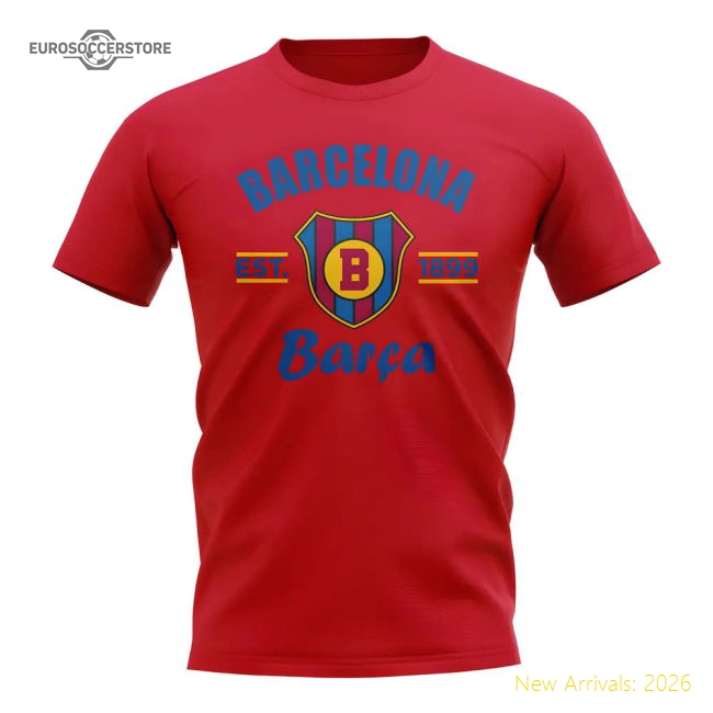 Barcelona Established Football T-Shirt (Red)-Football Jersey Hub