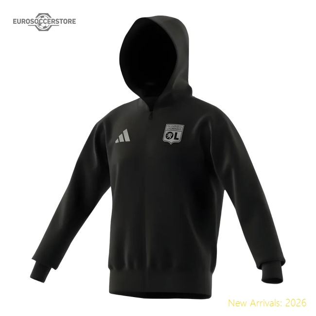 2024-2025 Olympique Lyon Anthem Jacket (Black)-Football Jersey Hub