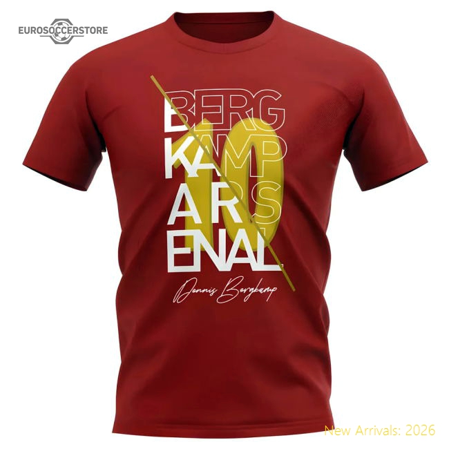 Dennis Bergkamp Arsenal Graphic Signature T-Shirt (Red)-Football Jersey Hub