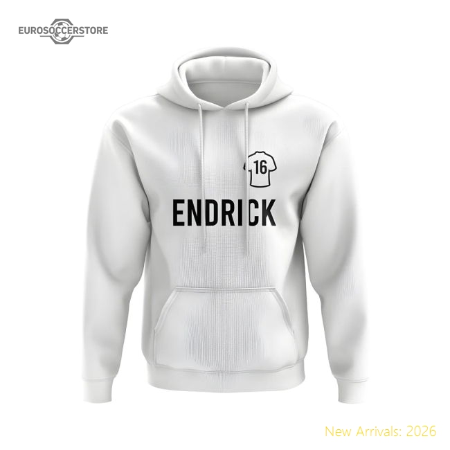 Endrick Real Madrid Number Hoody (White)-Football Jersey Hub