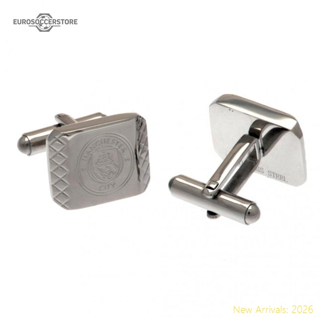 Manchester City FC Stainless Steel Patterned Cufflinks-Football Jersey Hub