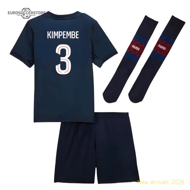 2025-2026 PSG Home Little Kids Mini Kit (Kimpembe 3)-Football Jersey Hub