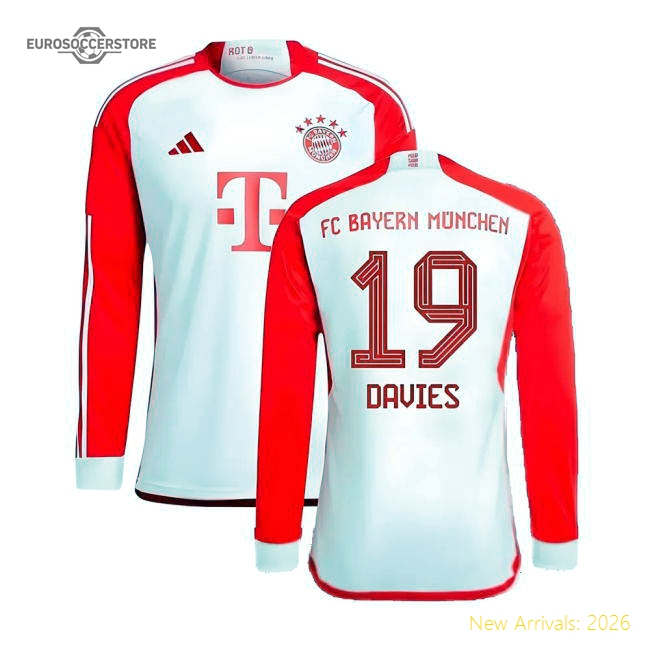 2023-2024 Bayern Munich Long Sleeve Home Shirt (Davies 19)-Football Jersey Hub