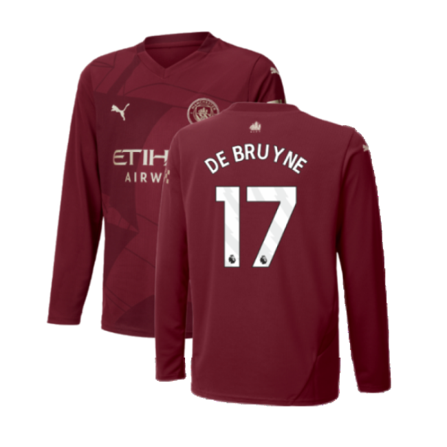 2024-2025 Man City Third Long Sleeve Shirt (Kids) (De Bruyne 17)-Football Jersey Hub