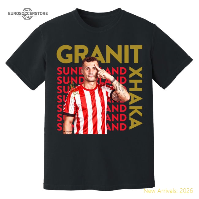 Granit Xhaka Sunderland New Signing T-Shirt (Black)-Football Jersey Hub