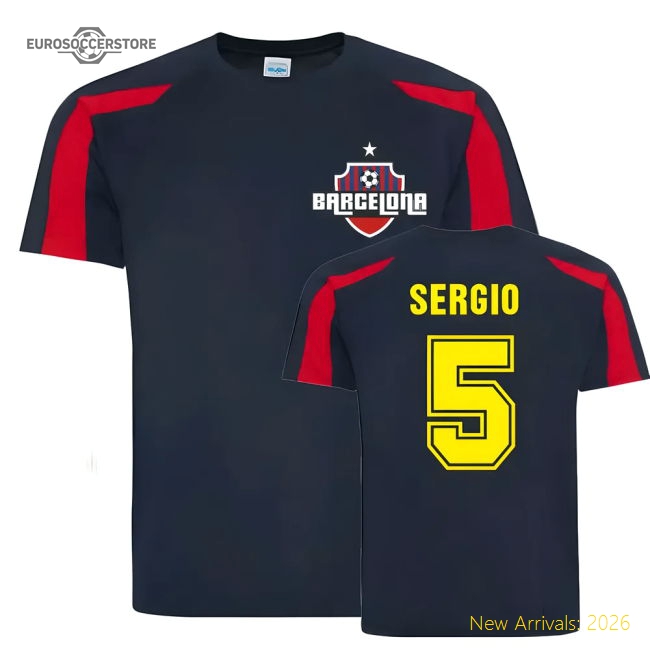Sergio Busquets Barcelona Sports Training Jersey (Navy)-Football Jersey Hub