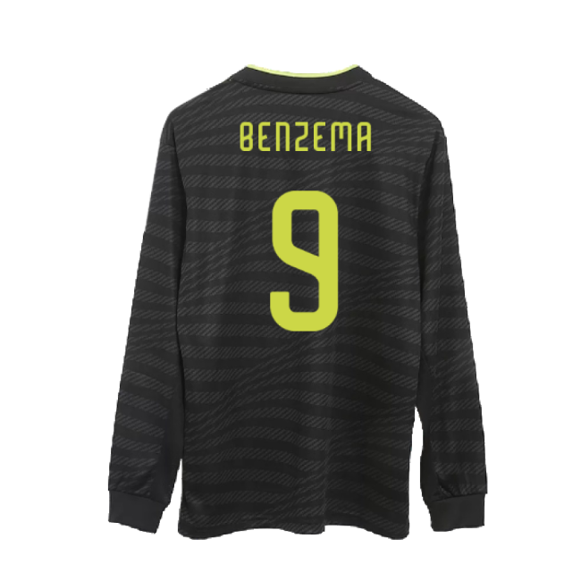 2022-2023 Real Madrid Authentic Long Sleeve Third Shirt (BENZEMA 9)-Football Jersey Hub