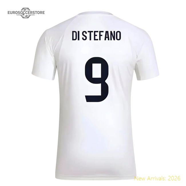2025-2026 Real Madrid Seasonal Graphic Tee (White) (Di Stefano 9)-Football Jersey Hub