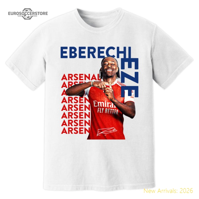 Eberechi Eze Arsenal New Signing T-Shirt (White)-Football Jersey Hub