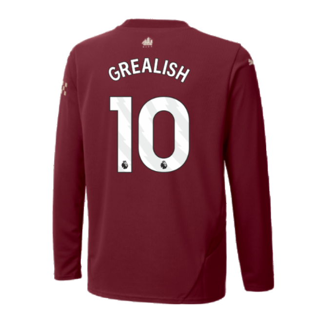 2024-2025 Man City Third Long Sleeve Shirt (Kids) (Grealish 10)-Football Jersey Hub