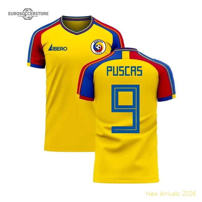 Romania 2025-2026 Home Concept Football Kit (Libero) (PUSCAS 9)-Football Jersey Hub