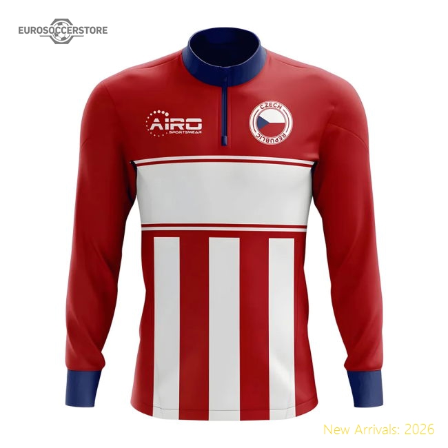 Czech Republic Concept Football Half Zip Midlayer Top (Red-White)-Football Jersey Hub