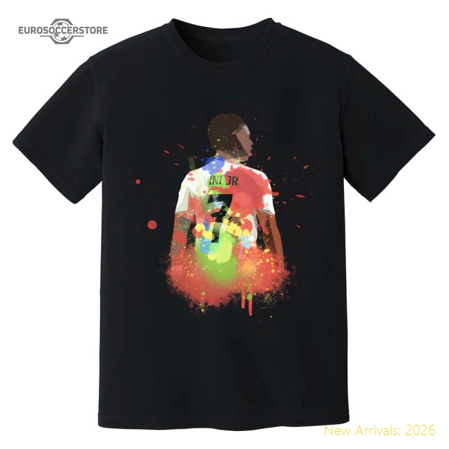 Vinicius Jr Real Madrid Art T-Shirt (Black)-Football Jersey Hub