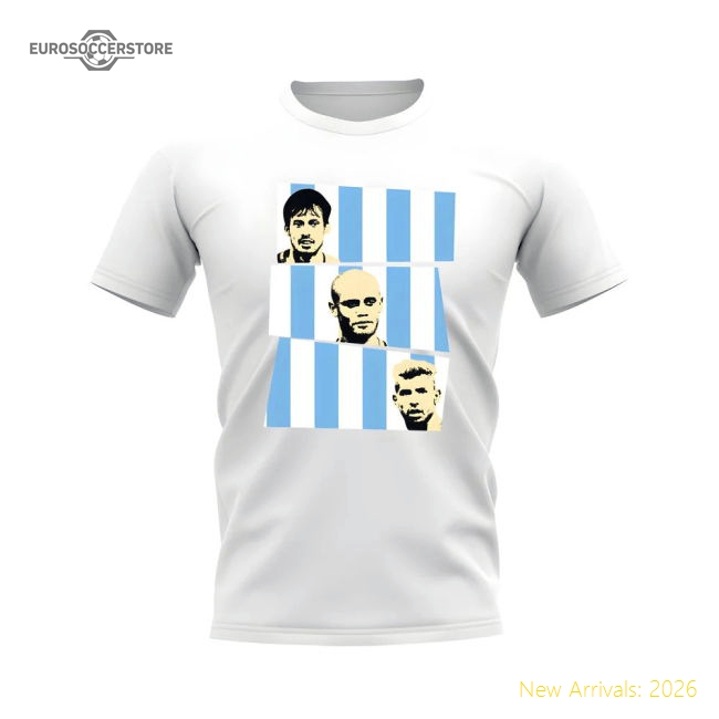 Silva Kompany Aguero Manchester City Trio T-Shirt (White)-Football Jersey Hub