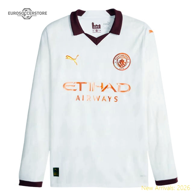 2023-2024 Man City Long Sleeve Away Shirt-Football Jersey Hub