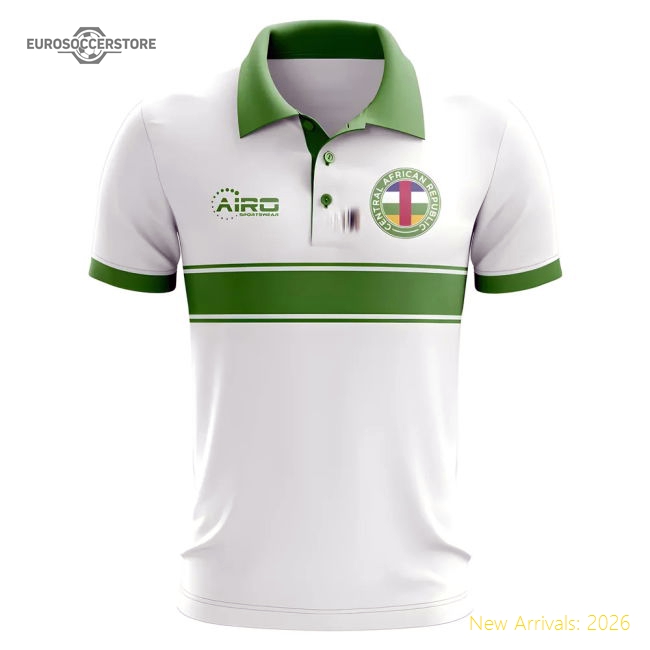 Central African Republic Concept Stripe Polo Shirt (White)-Football Jersey Hub