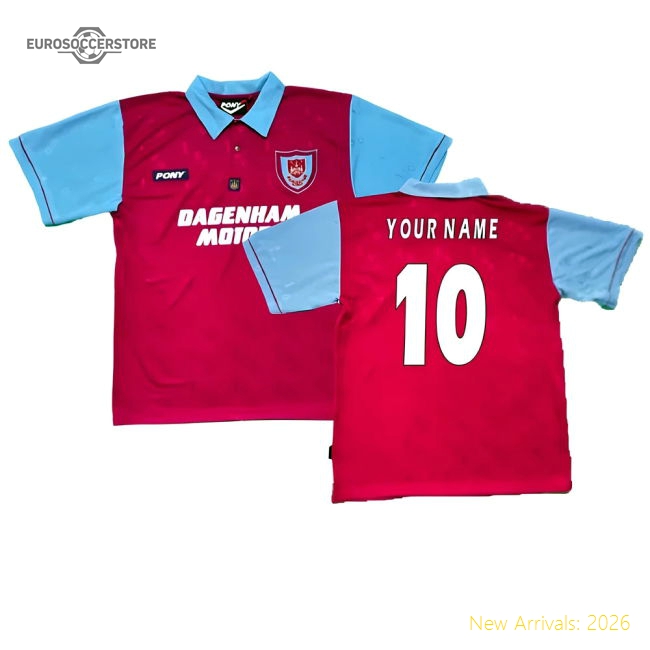 1995-1996 West Ham Centenary Pony Home Shirt (Your Name)-Football Jersey Hub