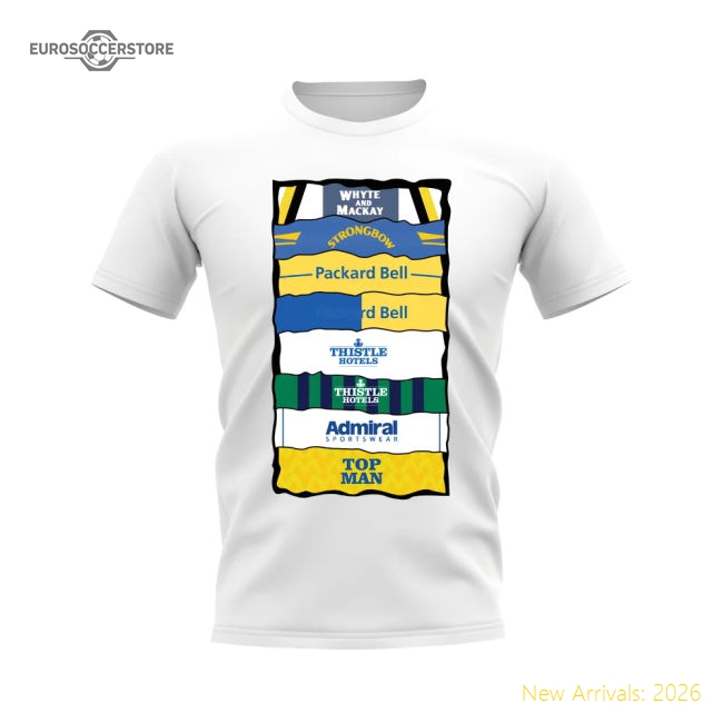 Leeds Shirt Sponsor History T-shirt (White)-Football Jersey Hub