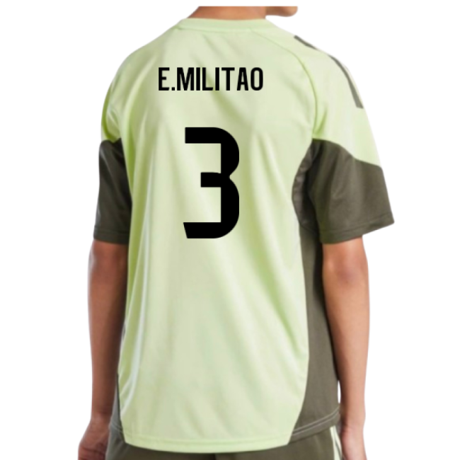 2025-2026 Real Madrid Training Jersey (Almost Lime) - Kids (E.Militao 3)-Football Jersey Hub