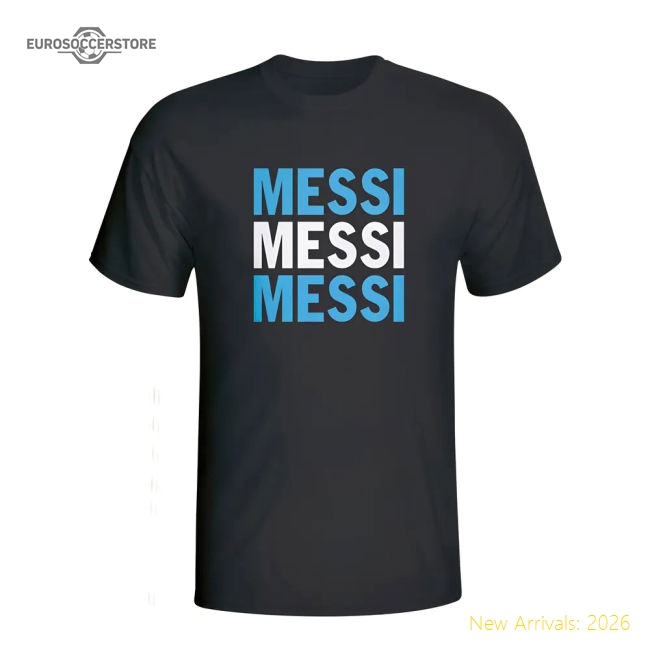 Lionel Messi Argentina Player Flag T-shirt (black)-Football Jersey Hub