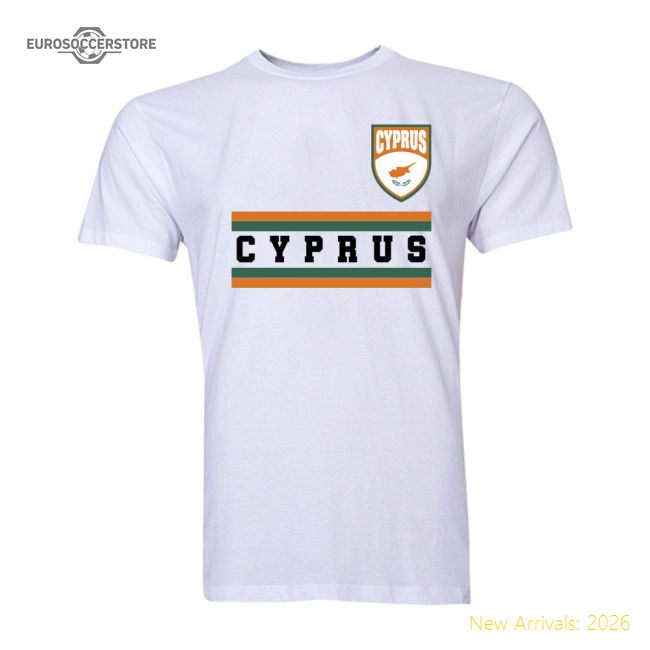 Cyprus Core Football Country T-Shirt (White)-Football Jersey Hub
