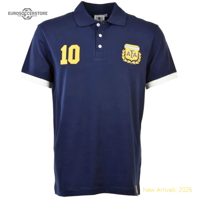 Argentina No 10 Navy Polo Shirt-Football Jersey Hub