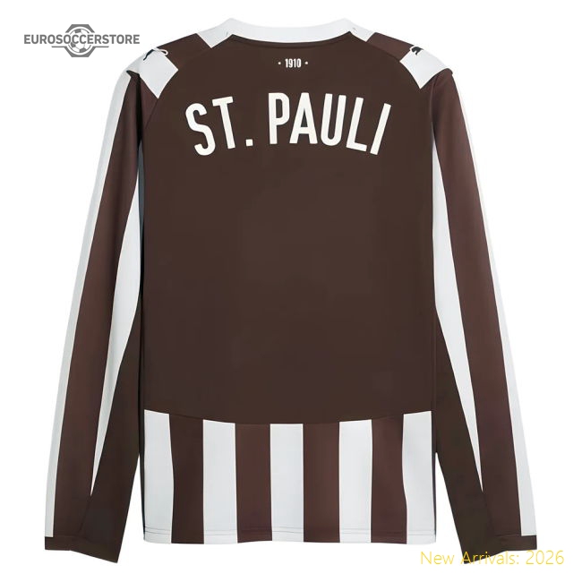 2025-2026 St Pauli Long Sleeve Home Shirt-Football Jersey Hub
