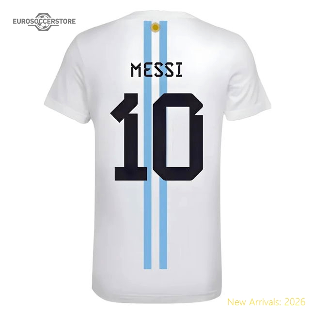 Messi Football Number 10 Graphic T-Shirt (White)-Football Jersey Hub