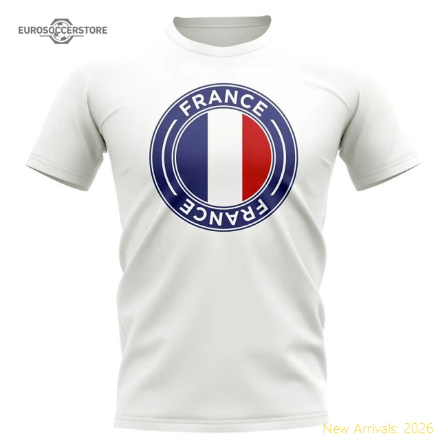 France Football Badge T-Shirt (White)-Football Jersey Hub