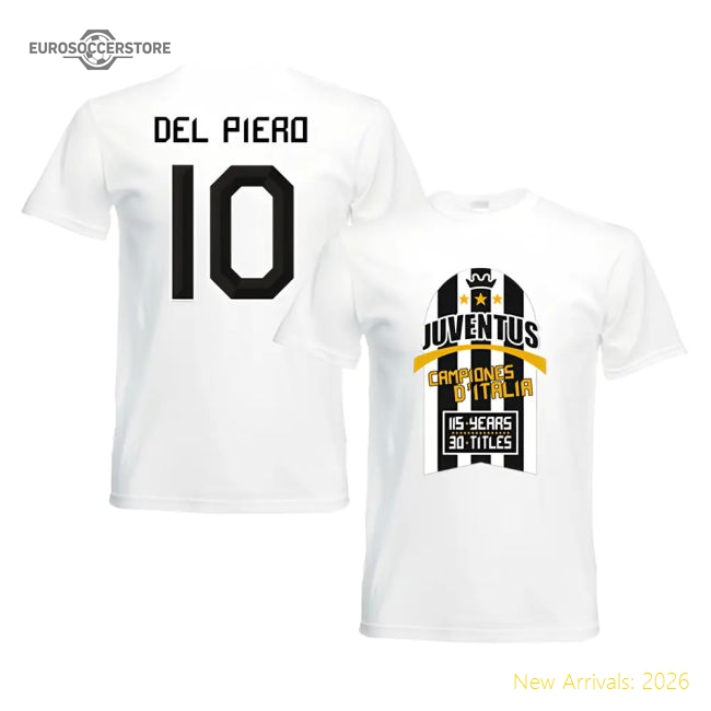 2012 Juventus Champions T-Shirt (White) - Del Piero 10-Football Jersey Hub