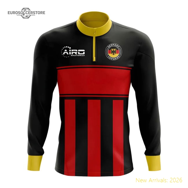 Germany Concept Football Half Zip Midlayer Top (Black-Red)-Football Jersey Hub