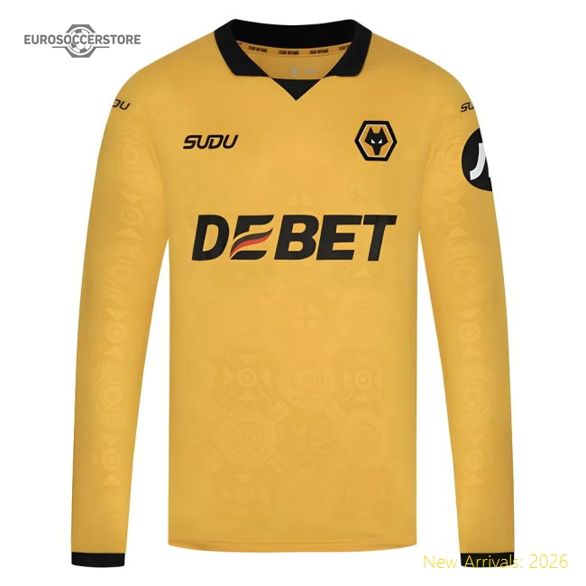 2025-2026 Wolves Long Sleeve Home Shirt-Football Jersey Hub