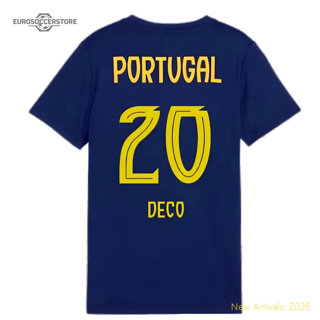 2025-2026 Portugal Casuals Tee (Persian Blue) - Kids (Deco 20)-Football Jersey Hub